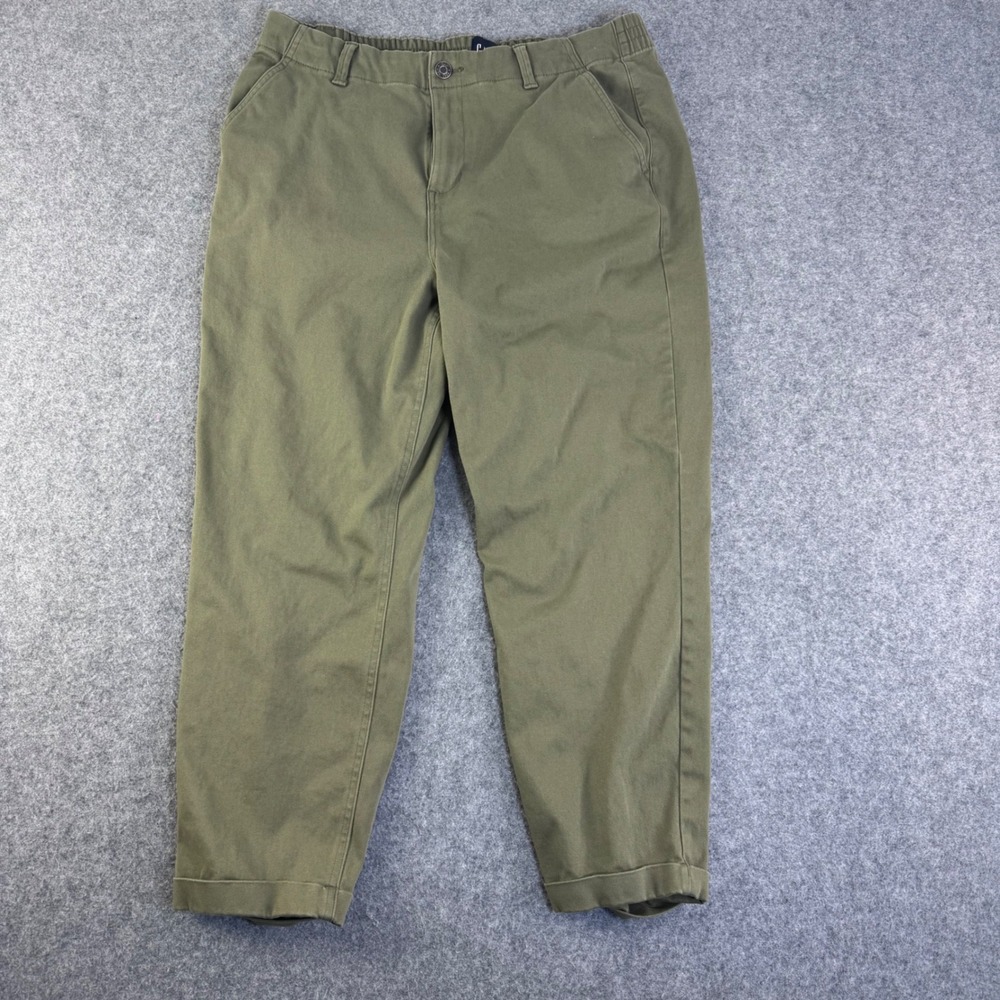 Gap Women Olive Green Elastic Waist Chino Pants Size 14 GP002050